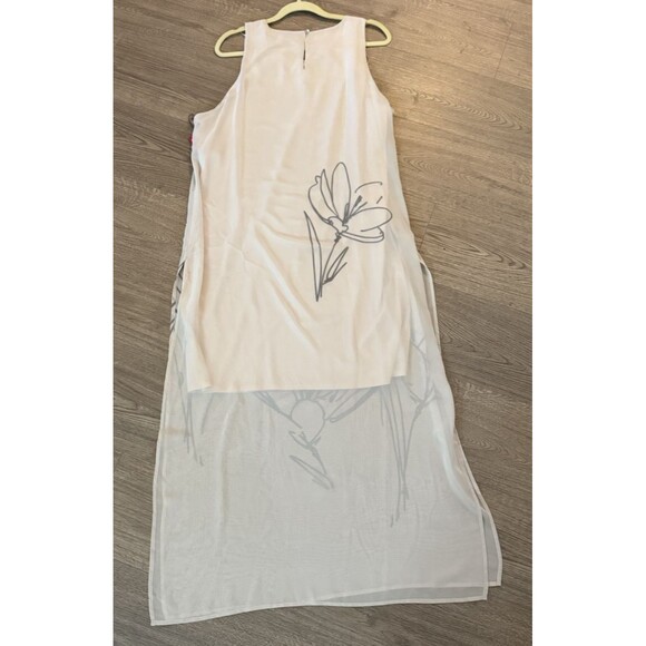 Vince Camuto Maxi Dress Sleeveless Sheer Floral Side Slits Size XL NWT - Picture 2 of 8